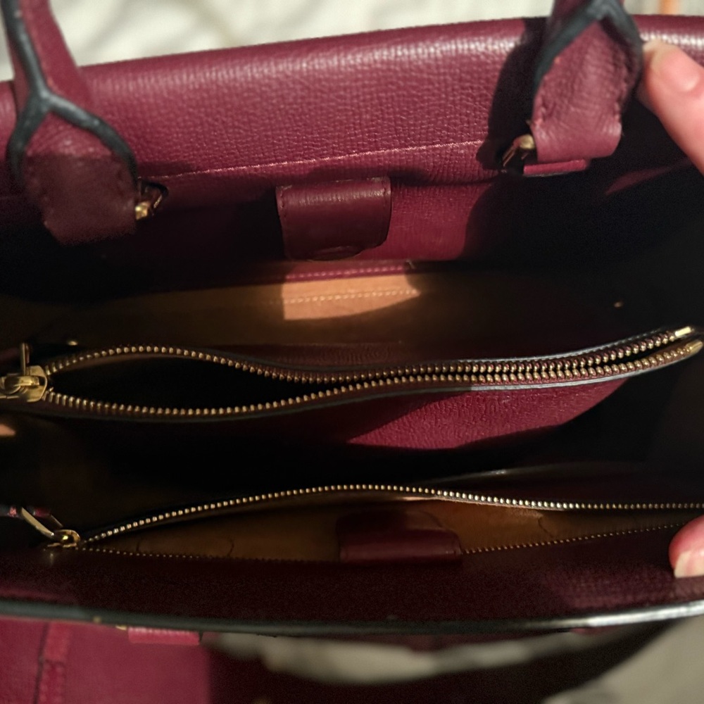 Burberry Deep Red Large Leather Satchel - Picture 5 of 9